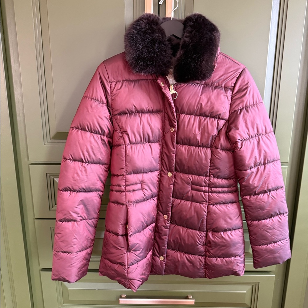 Barbour Down Coat, size 8, burgundy